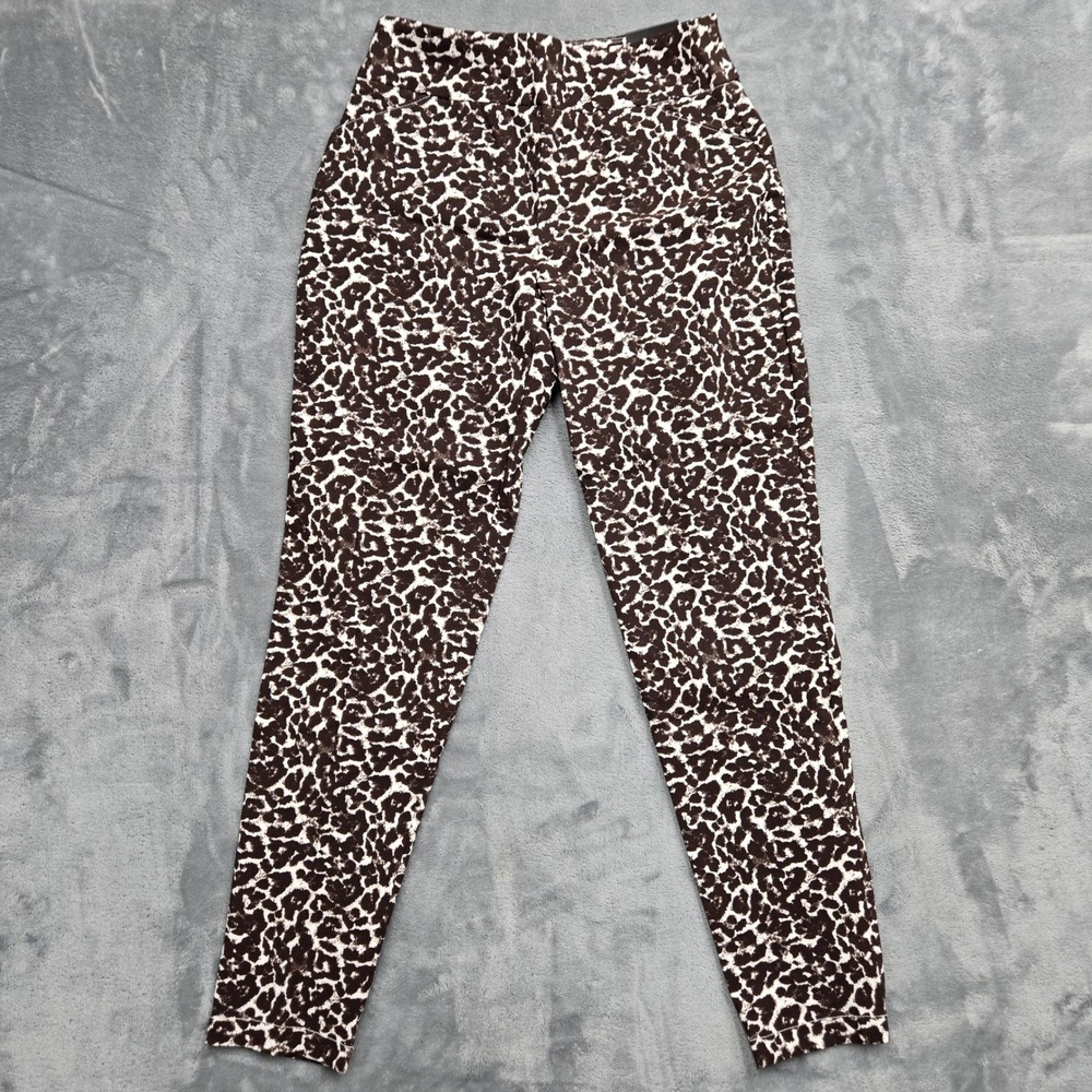 Versona Modern Ankle Pants Womens Size 4 27W Coffee Bean Brown Animal Print NEW
